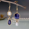 Timeless Blue Stone Pearl Earrings