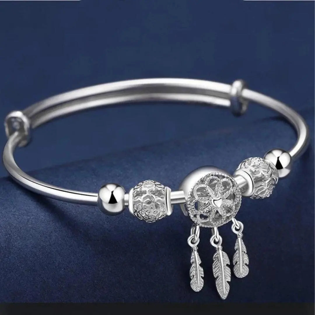 Silver Dreamcatcher Bangle Bracelet