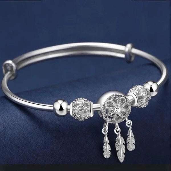 Silver Dreamcatcher Bangle Bracelet