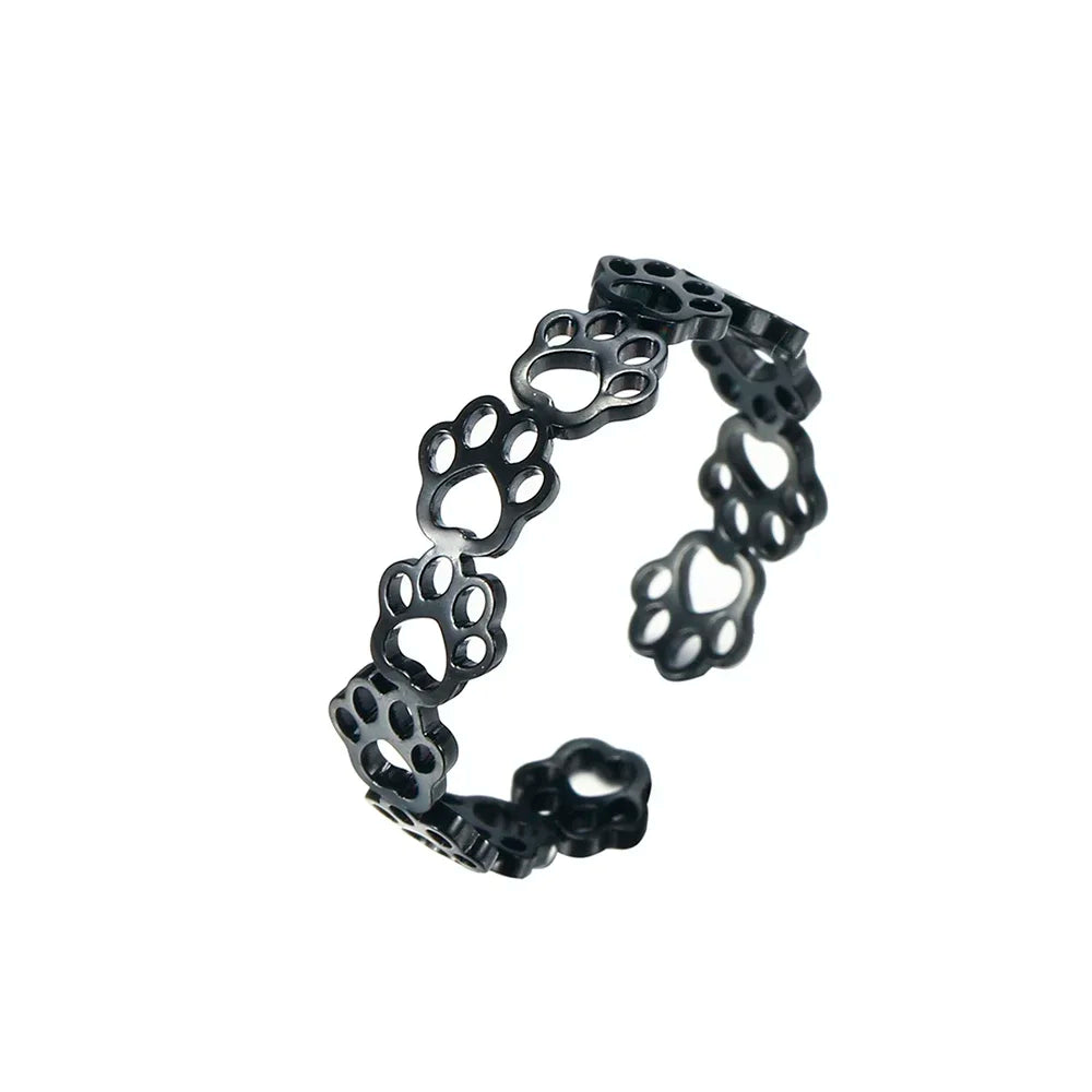 Verstellbarer Pfotenabdruck-Ring – Aus Edelstahl