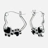 Heart Paw Huggie Earrings with Black Enamel