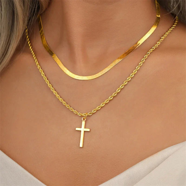 Unisex Gold Cross Necklace