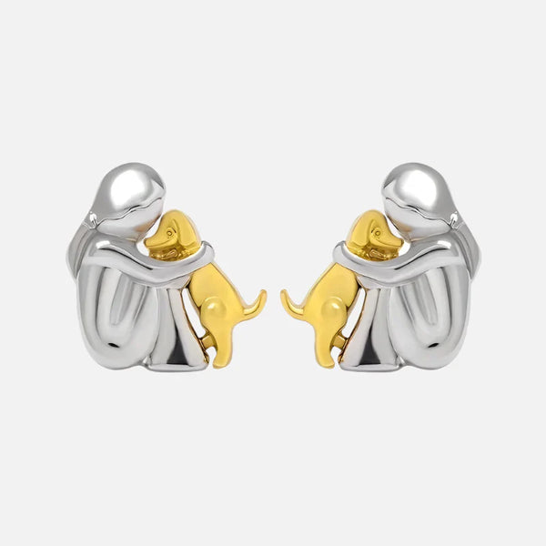 Silver and Gold Two-Tone Hug Earrings