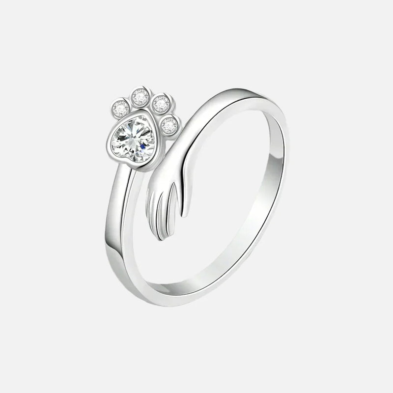925 Sterling Silver Adjustable Ring – Hand and Paw Print Design