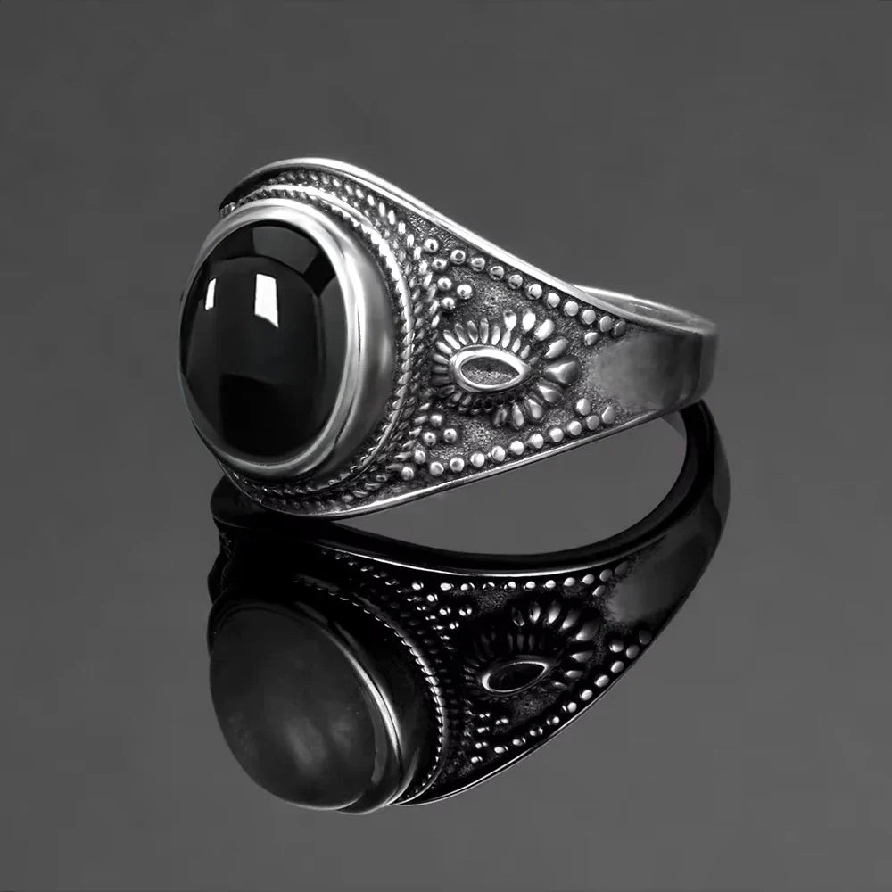 Eleganter schwarzer Onyx-Signet-Ring