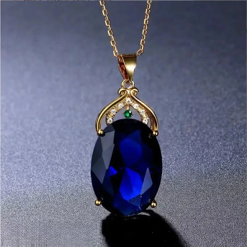 Sophisticated Crystal and Opal Drop Pendant Necklace