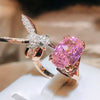 Adjustable Hummingbird Gemstone Ring – Zircon, 14K Gold Plated