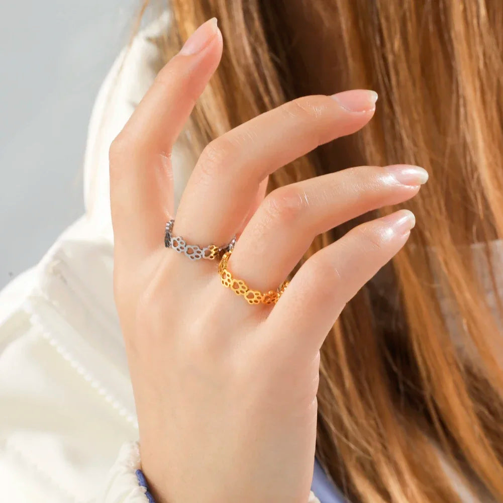 Verstellbarer Pfotenabdruck-Ring – Aus Edelstahl