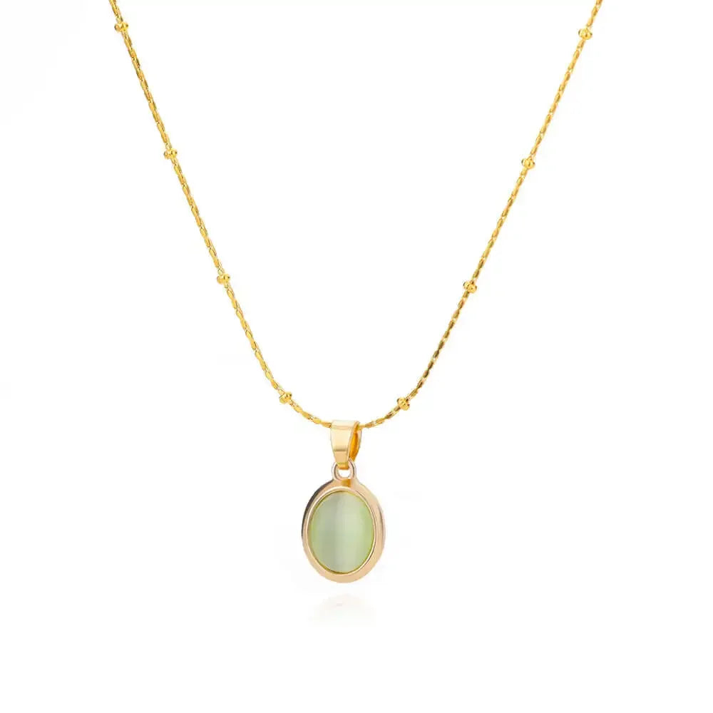 Schicke Gold Edelstahl Wasser Tropfen Opal Anhänger Halskette