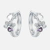 Paw Huggie Earrings in 925 Sterling Silver – With Zirconia and Heart Gem