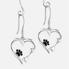 Silver Drop Earrings with Heart & Paw Design