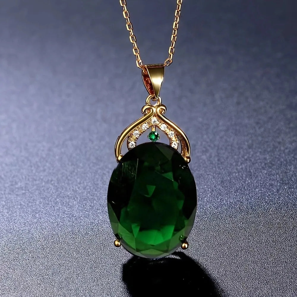 Elegante Kristall- und Opal-Drop-Anhänger-Halskette