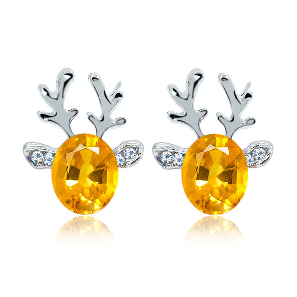 Festive Reindeer Crystal Stud Earrings
