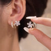 Floral Elegance Gold Earrings with Sparkling Zirconia