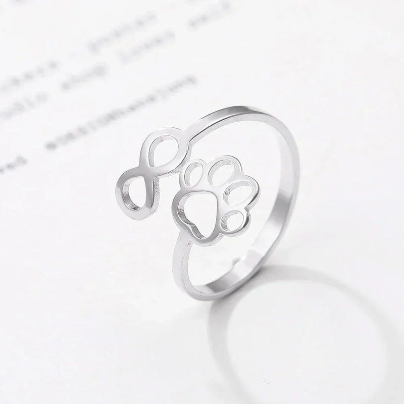 Adjustable Infinity Paw Ring – Stainless Steel