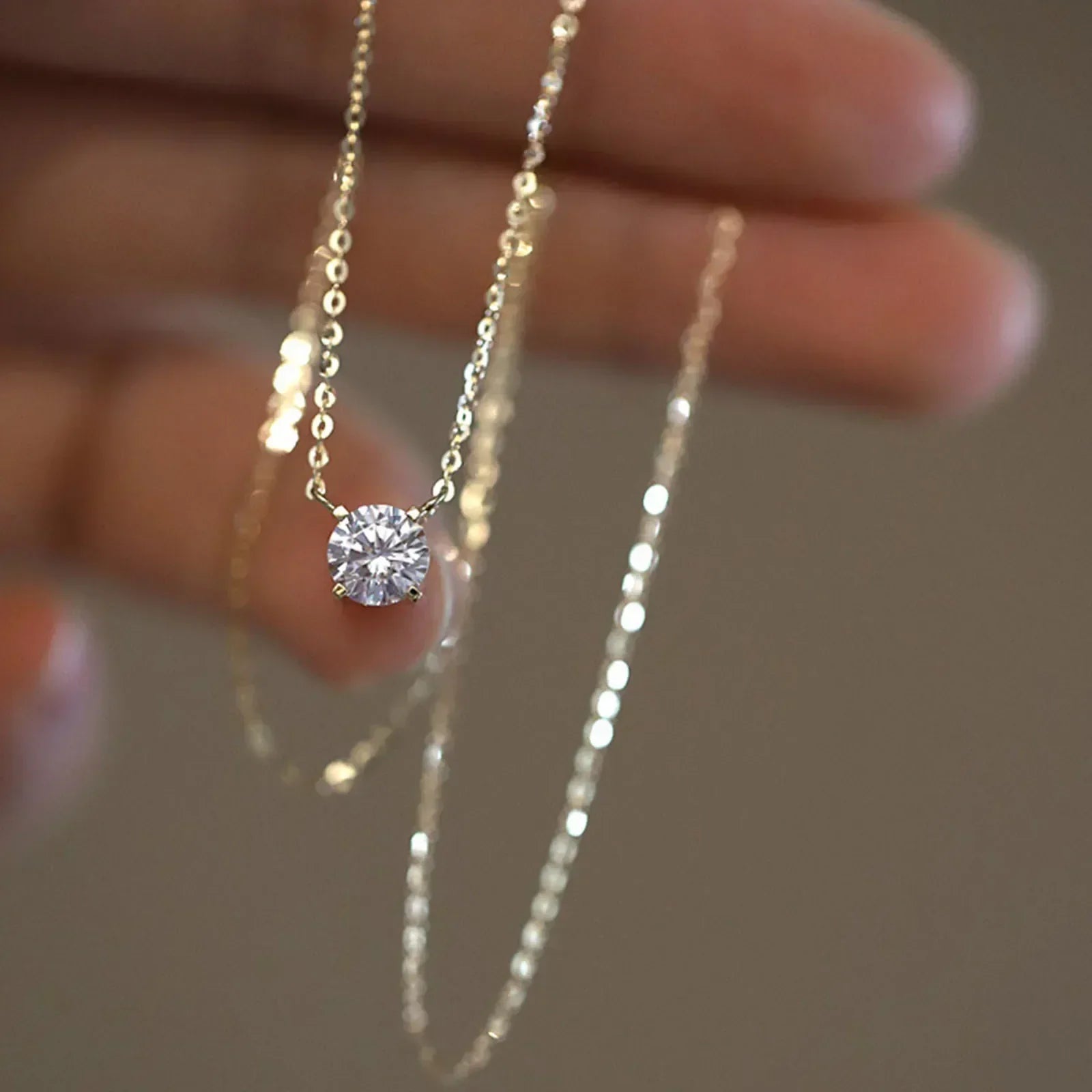 Sterling Silber 18K Gold Plattiertes Zirkon-Halsband