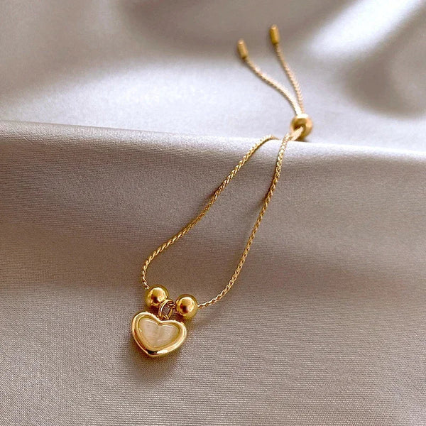 Gold Plated Opal Peach Heart Bracelet
