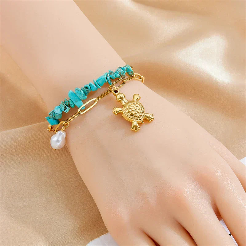 Einzigartiges Türkis Schildkrötenarmband