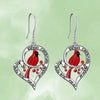 Cardinal Memorial Earrings – “When Cardinals Appear, Angels Are Near” Heart Drop Design
