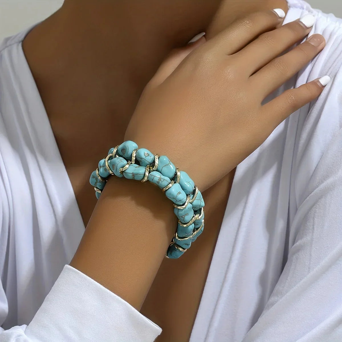 Elegantes Türkis Gold Armband
