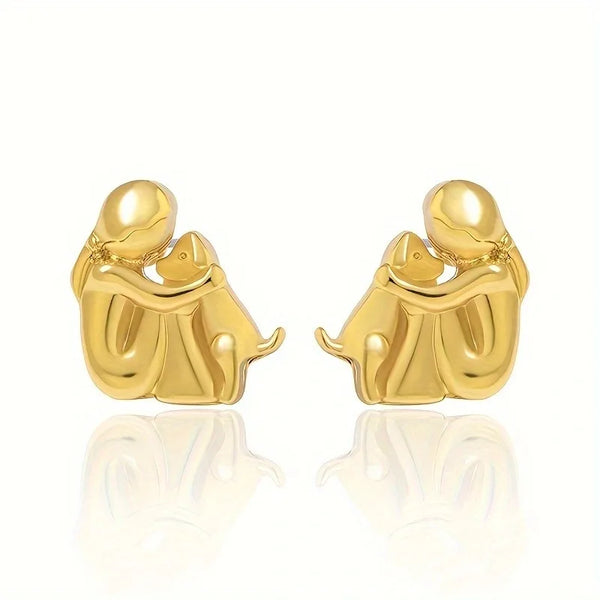 Silver and Gold Two-Tone Hug Earrings