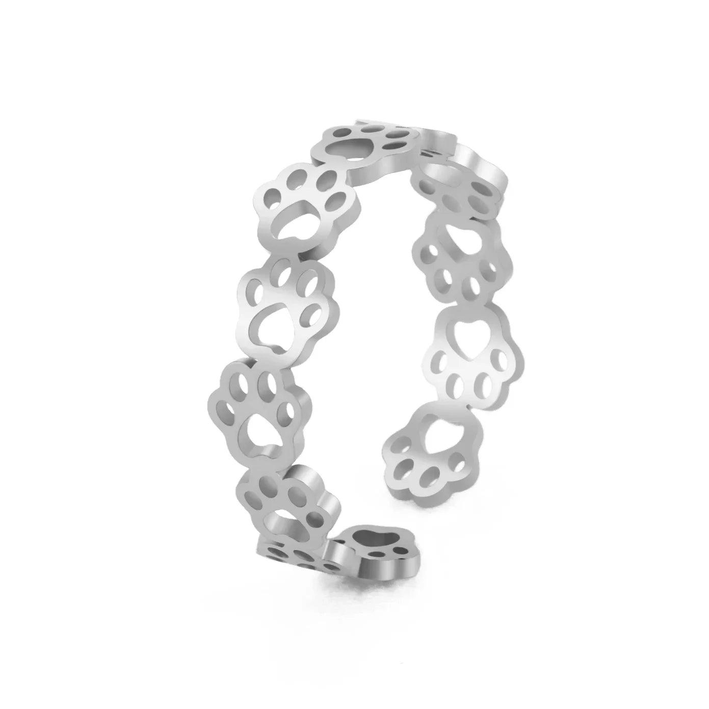 Verstellbarer Pfotenabdruck-Ring – Aus Edelstahl
