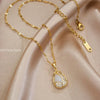 Elegant Gold Tulip Pink Crystal Pendant Necklace
