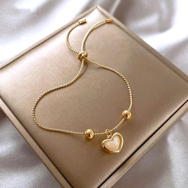 Gold Plated Opal Peach Heart Bracelet