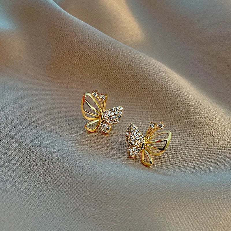 Elegant Zircon Butterfly Stud Earrings