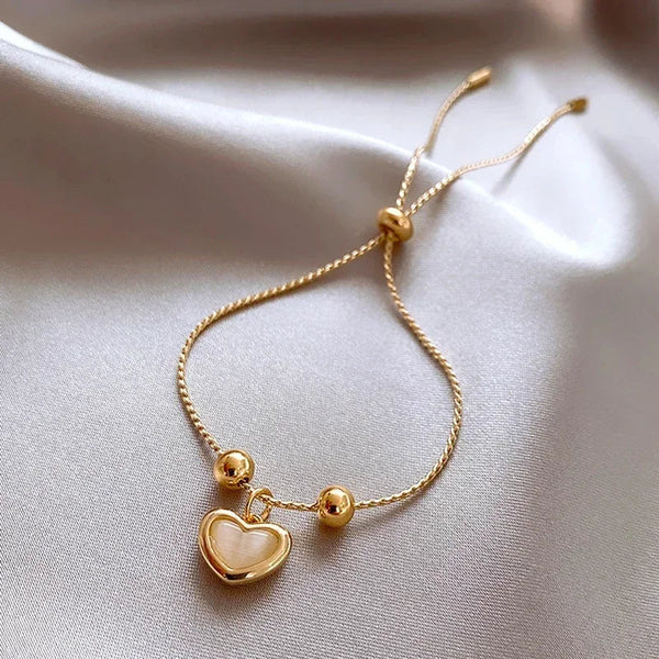 Gold Plated Opal Peach Heart Bracelet