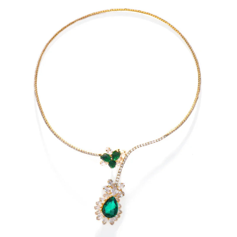 Vintage Emerald Blossom Necklace