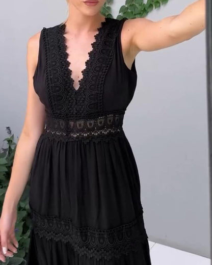 Stella™ - Comfy V-Neck Lace Tank Dress