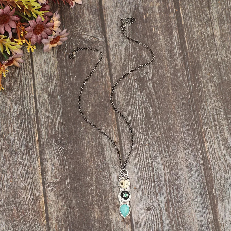 Turquoise Owl Wisdom Bar Necklace