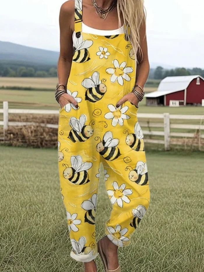 Carole™ - Women's Summer Playful Printed Dungarees