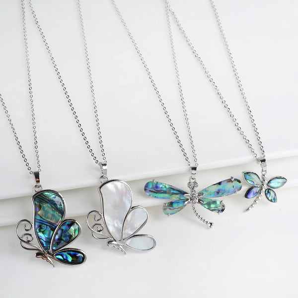 Natural Shell Butterfly Pendant Necklace