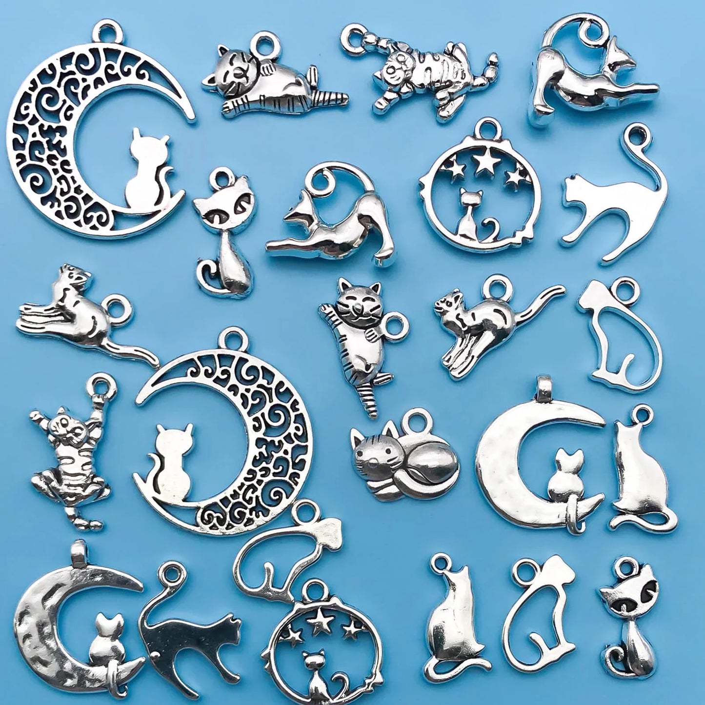 Vintage Silver Cat Charms Collection