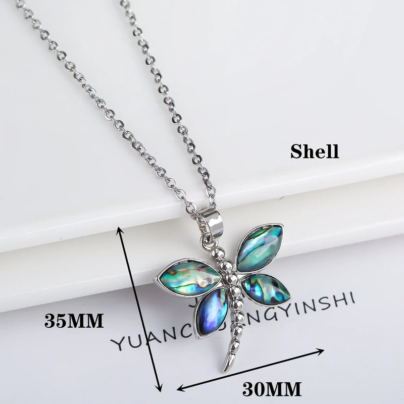 Natural Shell Butterfly Pendant Necklace