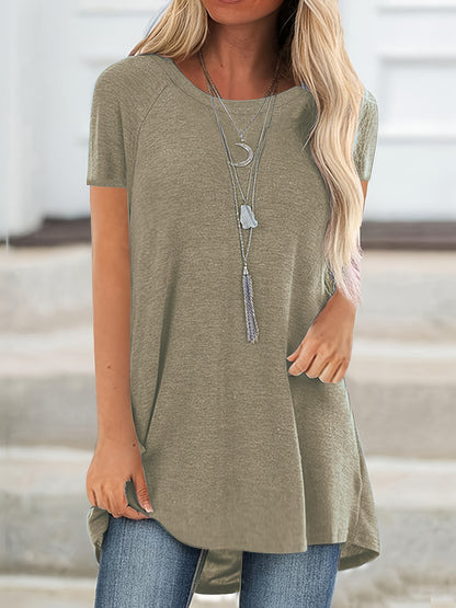 Faye™ - Casual Longline Crew Neck T-Shirt