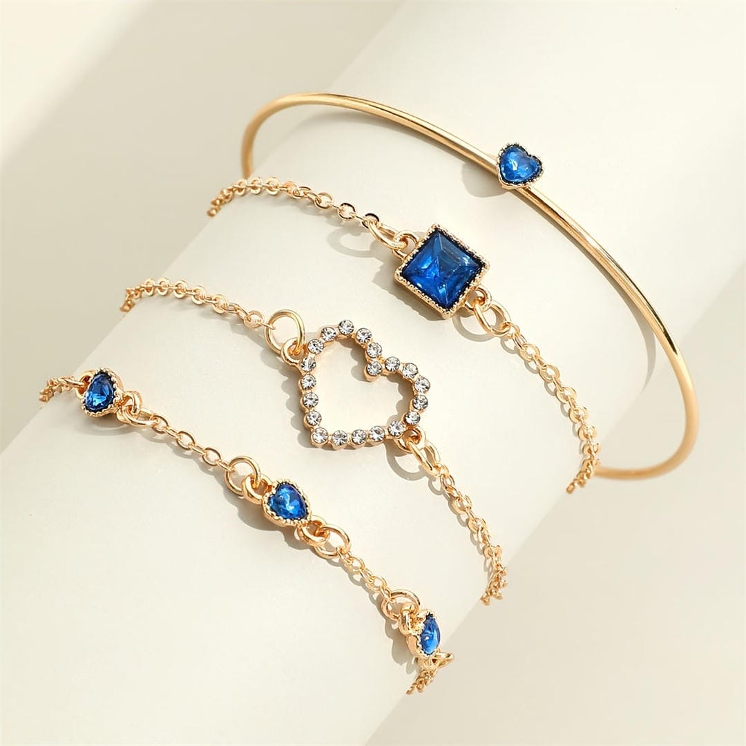 Saphir Goldene Herzen Armband-Set