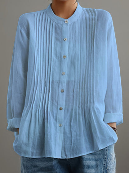 Farah™ – Casual Cotton & Linen Pleated Shirt