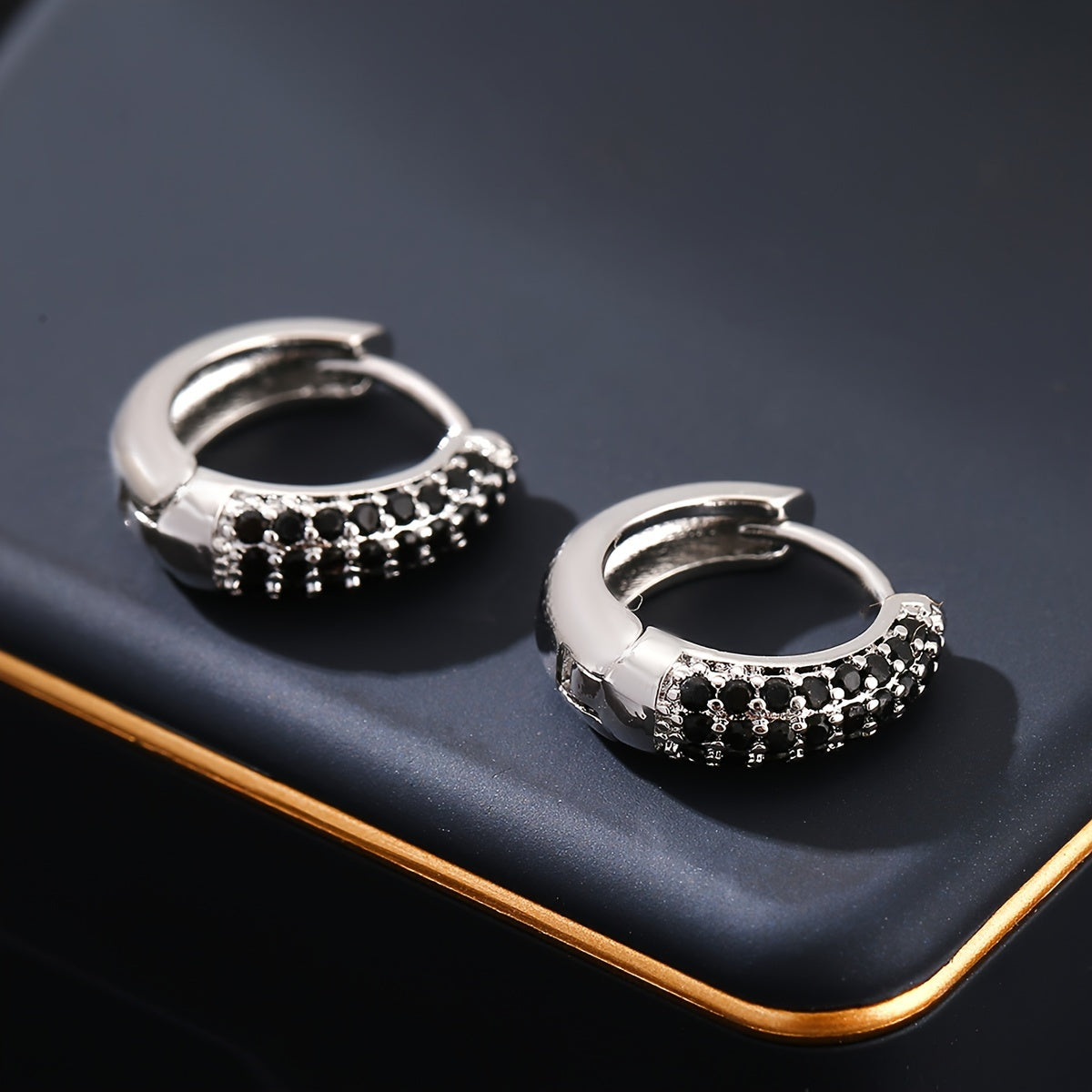 Elegante geometrische Vintage Onyx Ohrringe