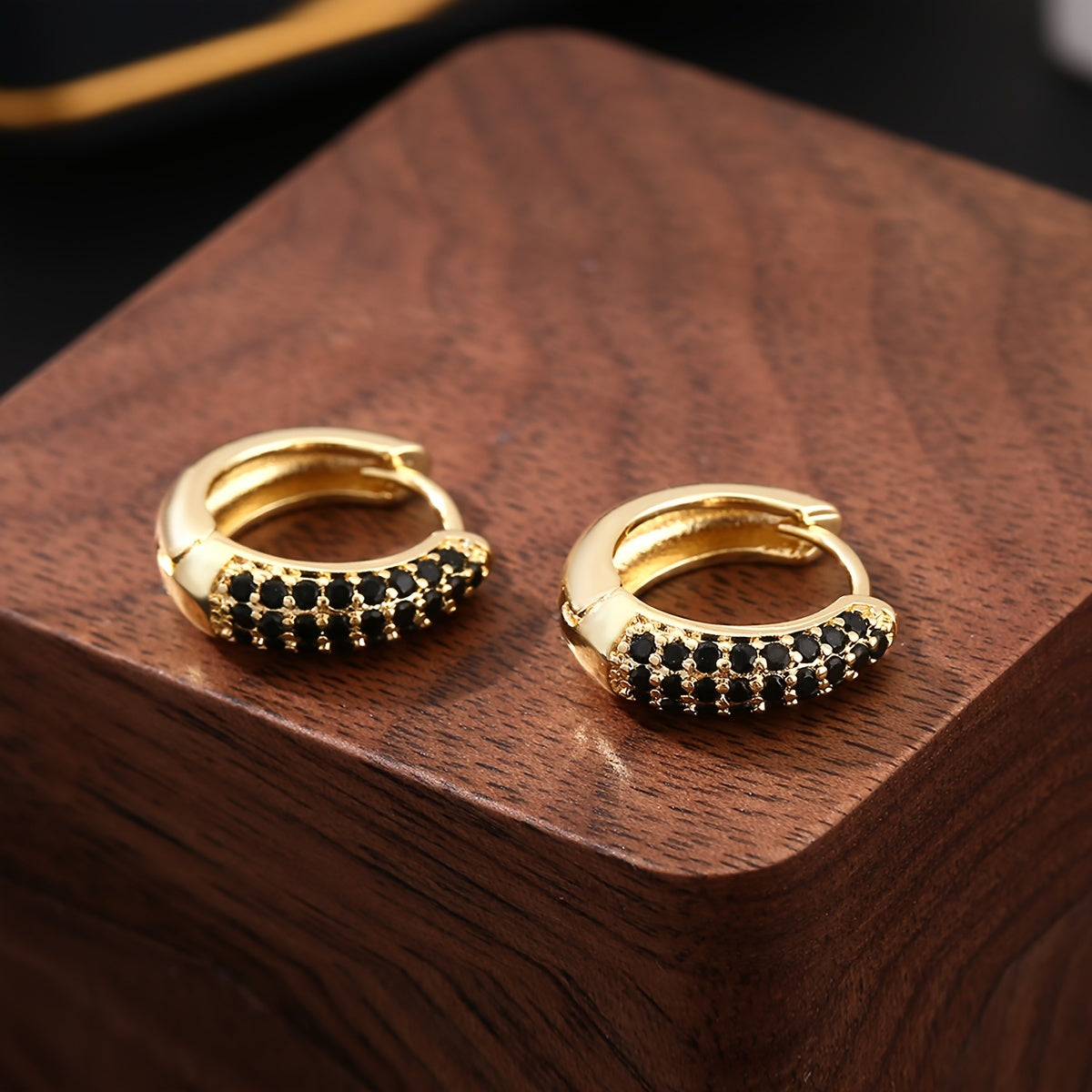 Elegante geometrische Vintage Onyx Ohrringe