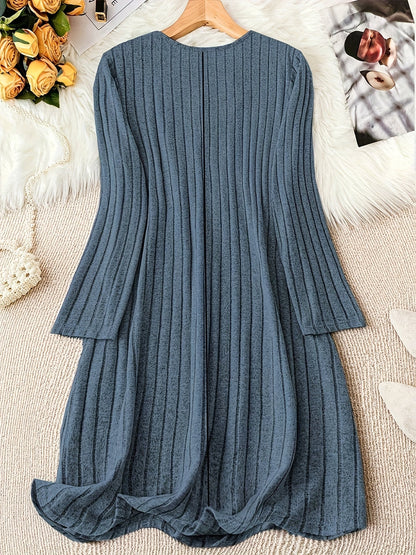 Madelyn™ - Timeless Plus Size Ribbed Button Dress