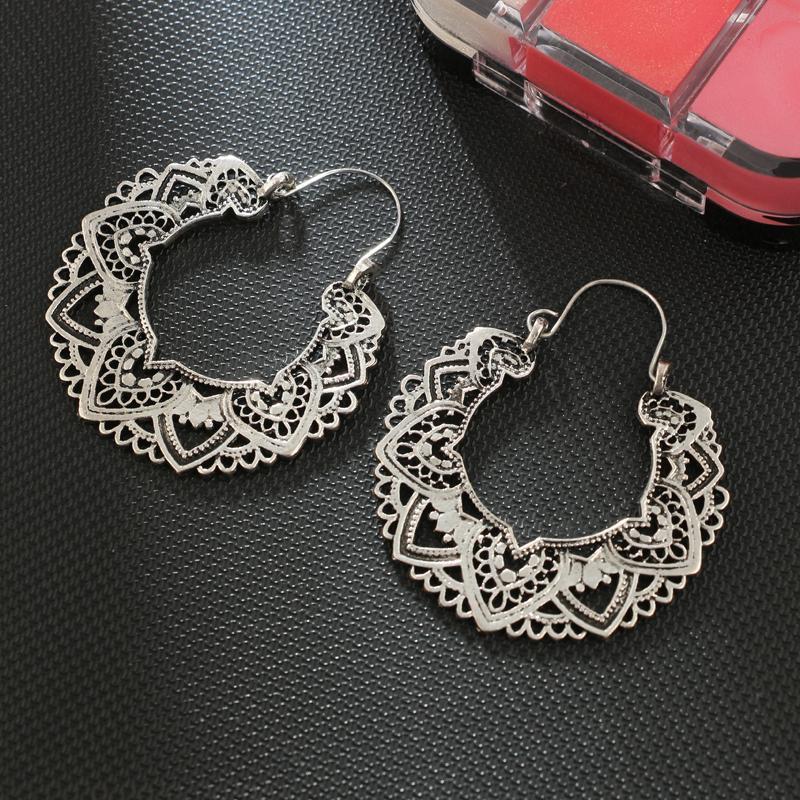Boho Lotus Hoop Earrings
