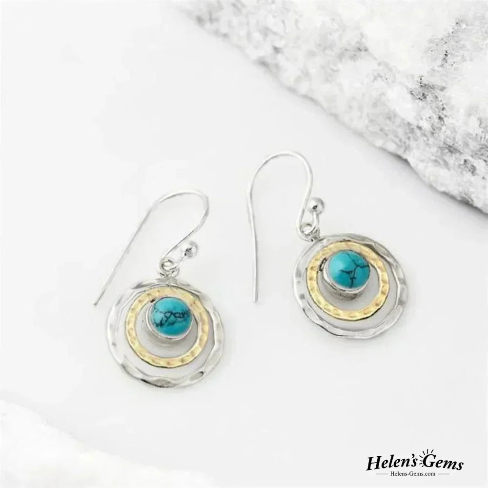 Boho Saturn Earrings: Turquoise & Gold