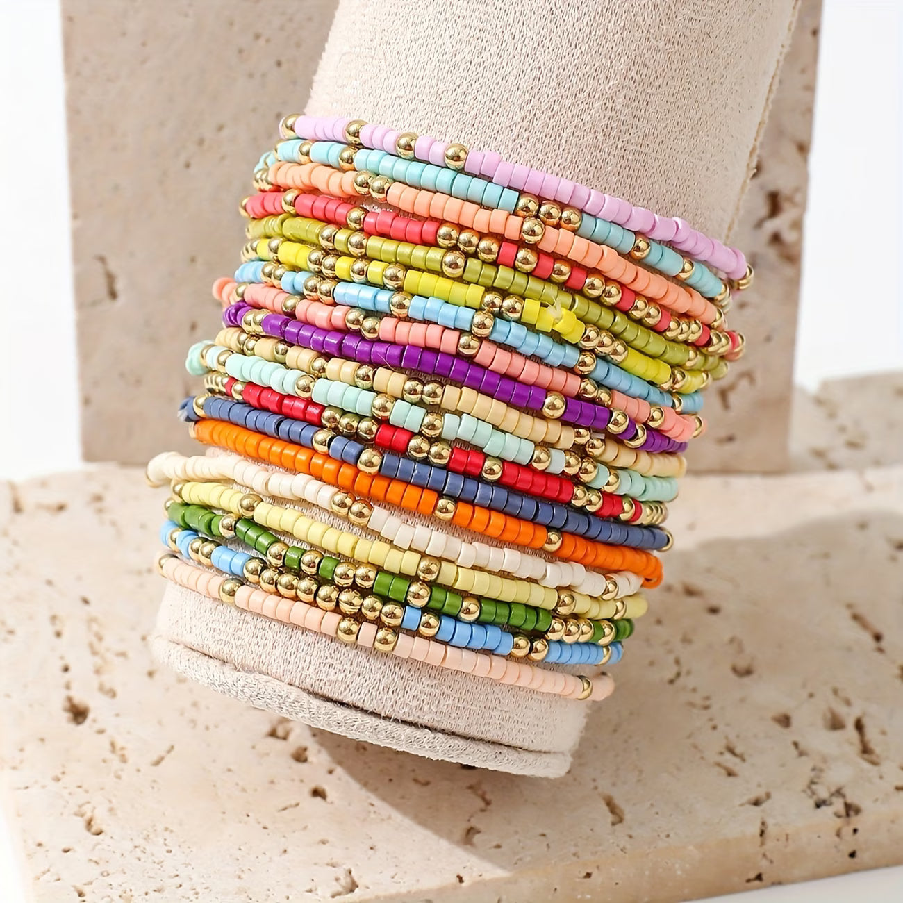 Boho buntes Perlenarmband-Set