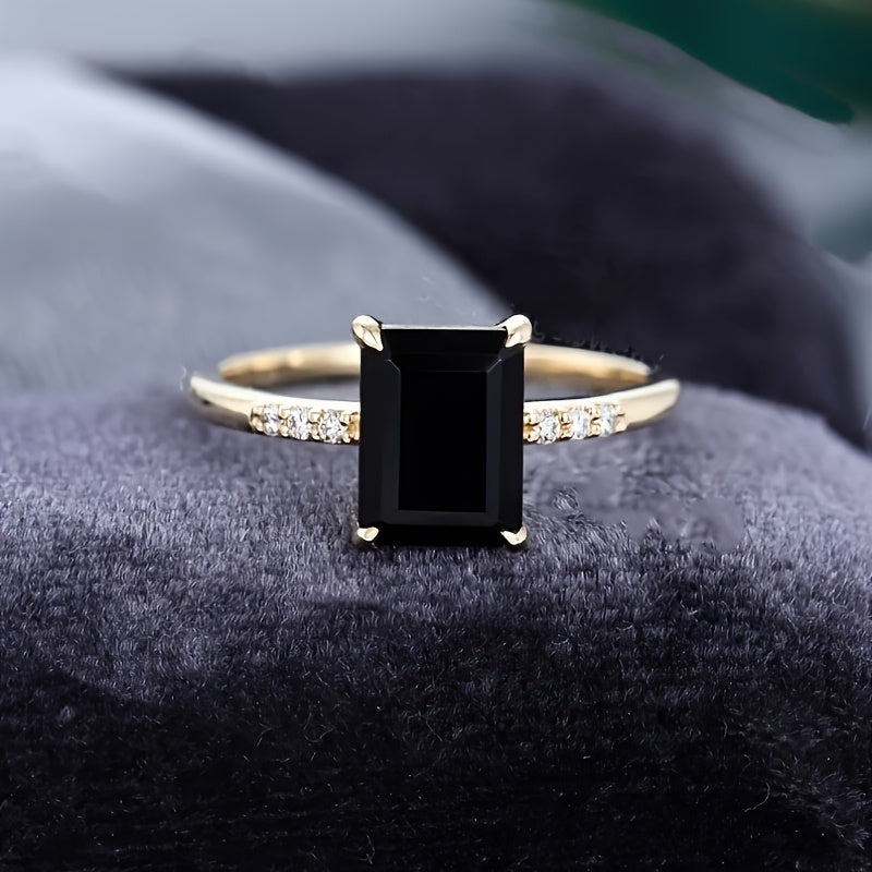Eleganter schwarzer Vintage Zirkonia Ring