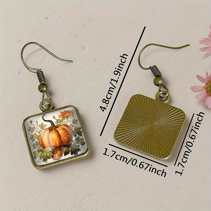 Kürbis-Glas-Hängeohrringe
