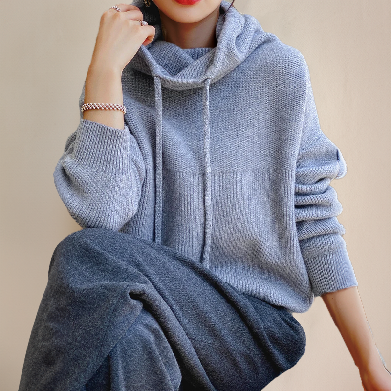 Amina - Luxe Merino Wool Hoodie Elegance