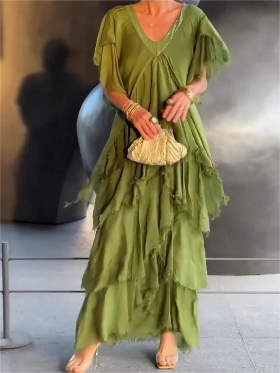 Zunera™ | Elegant V-Neck Long Dress